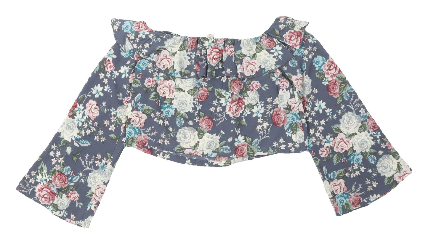 Divided Women's Floral Cropped Blouse, Multicoloured, Size 6