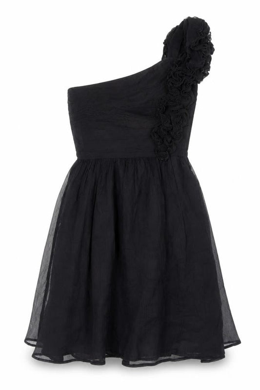 Mango Women's Black Silk A-Line Party Dress Size 6