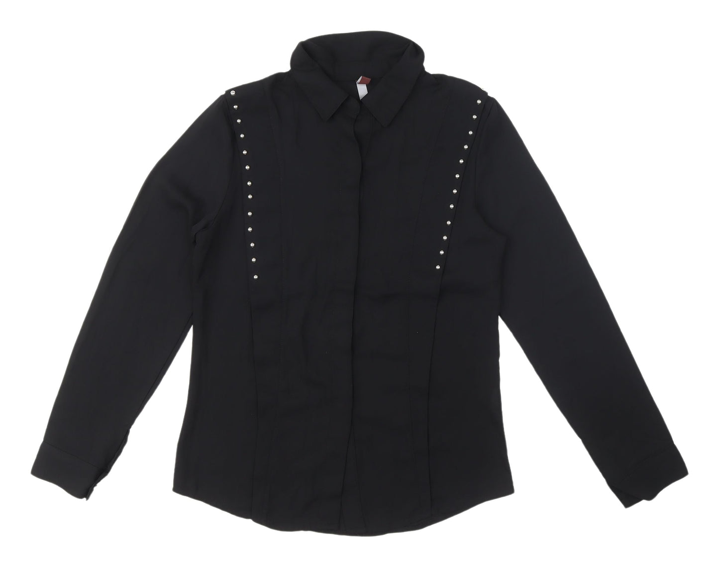 By Swan Black Studded Women's Button-Up Shirt, Size S