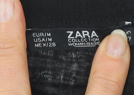 Zara Women's Black Crew Neck T-Shirt M Basic Short Sleeve