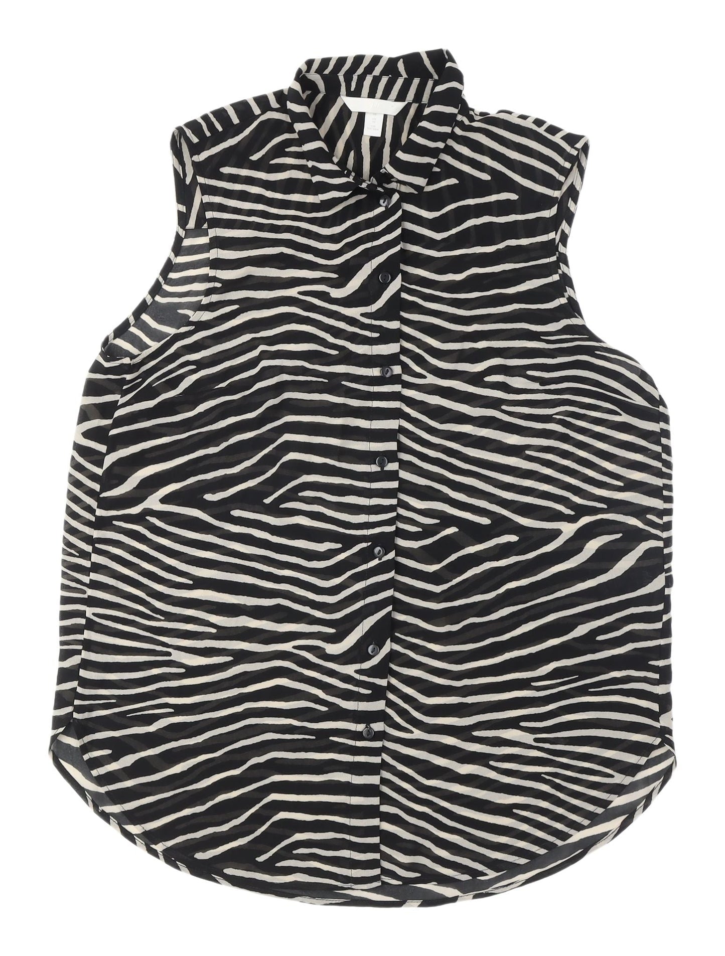 H&M Women's Zebra Print Sleeveless Button-Up Blouse UK 10