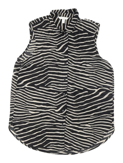 H&M Women's Zebra Print Sleeveless Button-Up Blouse UK 10