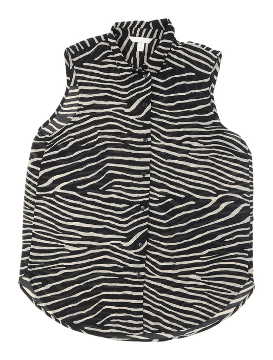 H&M Women's Zebra Print Sleeveless Button-Up Blouse UK 10