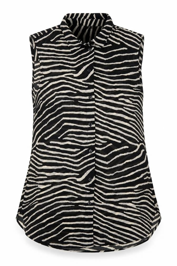 H&M Women's Zebra Print Sleeveless Button-Up Blouse UK 10