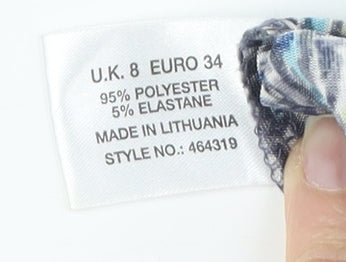 Brand and care label for Minuet Petite Multicoloured Blouse, UK, size 8, Geometric Pattern