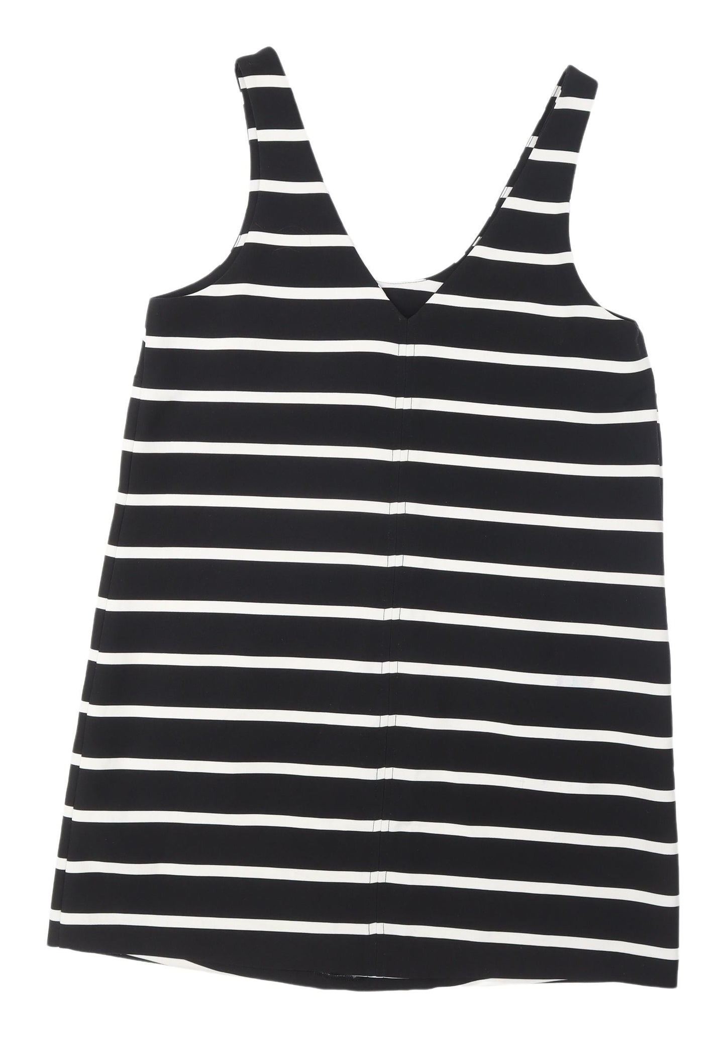 New Look Women's Black Striped Dungaree Dress Size 12