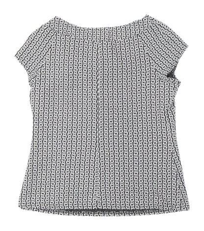 Back view of Principles Women's Black Geometric Blouse, size 14