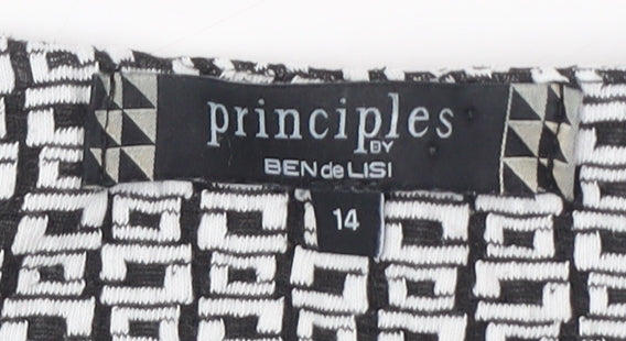 Principles Women's Black Geometric Blouse Size 14