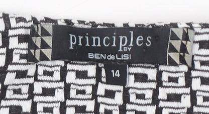 Close-up detail of Principles Women's Black Geometric Blouse, size 14