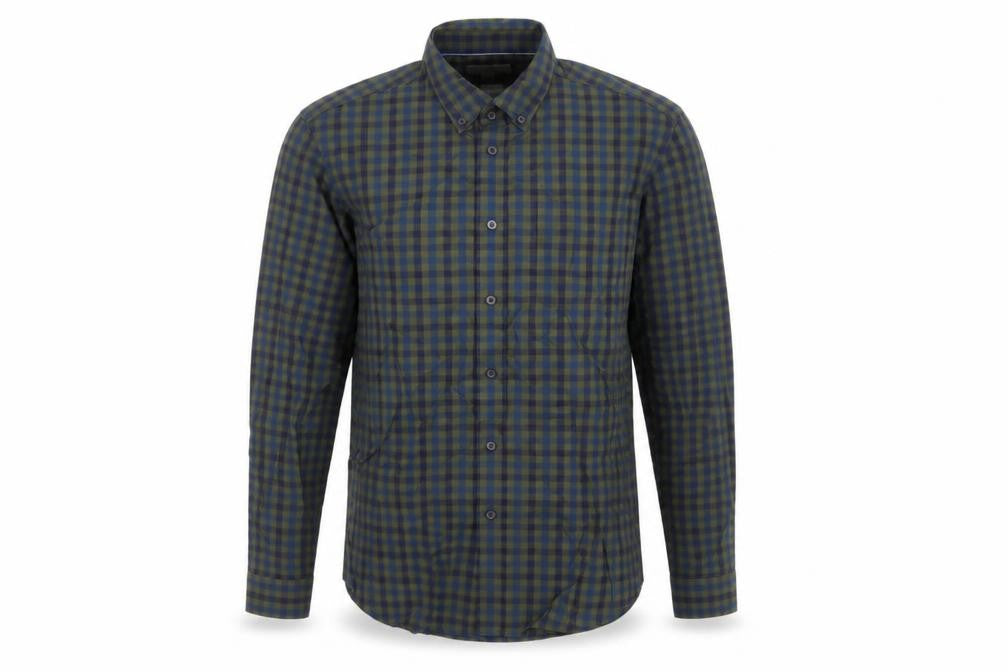 Marks & Spencer Men's Blue Check Button-Up Shirt S