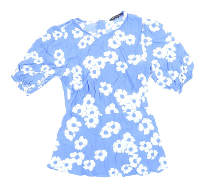 Marks & Spencer Women's Blue Floral Blouse Size 8