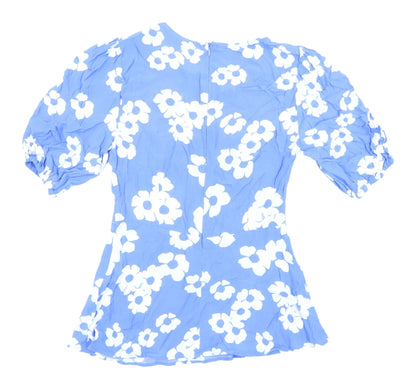 Marks & Spencer Women's Blue Floral Blouse Size 8