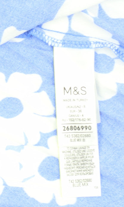 Marks & Spencer Women's Blue Floral Blouse Size 8