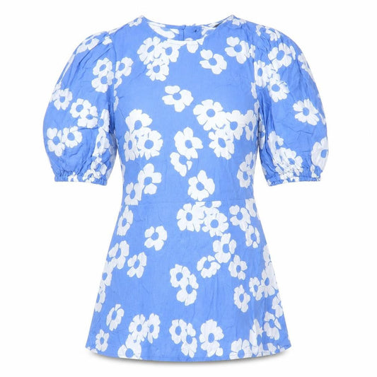 Marks & Spencer Women's Blue Floral Blouse, Size 8