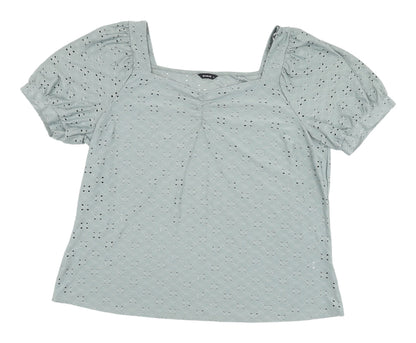 Additional front view of Roman Women's Green Puff Sleeve Blouse, size 18