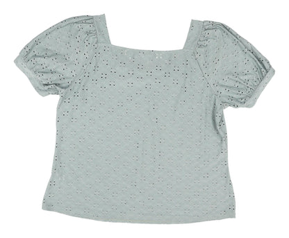 Back view of Roman Women's Green Puff Sleeve Blouse, size 18