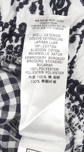 Brand and care label for Miss Selfridge Petites Black Check Cropped Blouse -, size 14