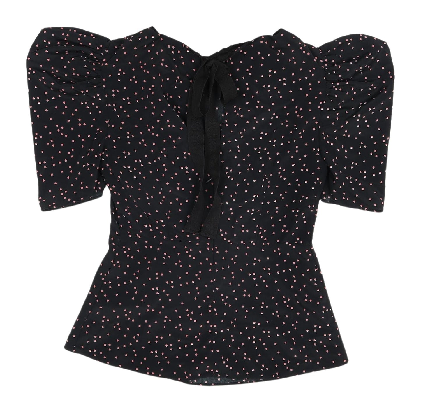 ASOS DESIGN Women's Black Polka Dot Puff Sleeve Blouse Size 8
