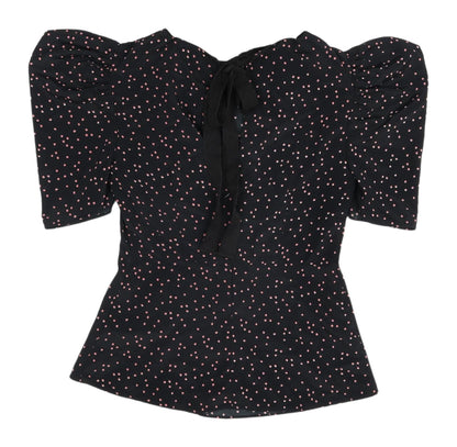 Back view of ASOS DESIGN Women's Black Polka Dot Puff Sleeve Blouse, size 8