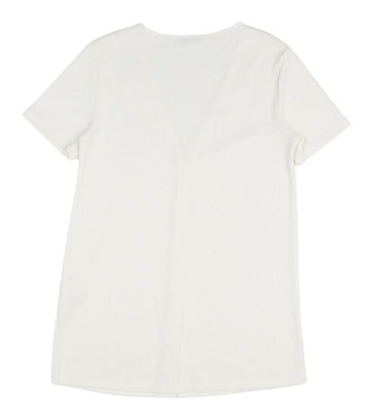 Zara Women's White V-Neck Button-Up Top M