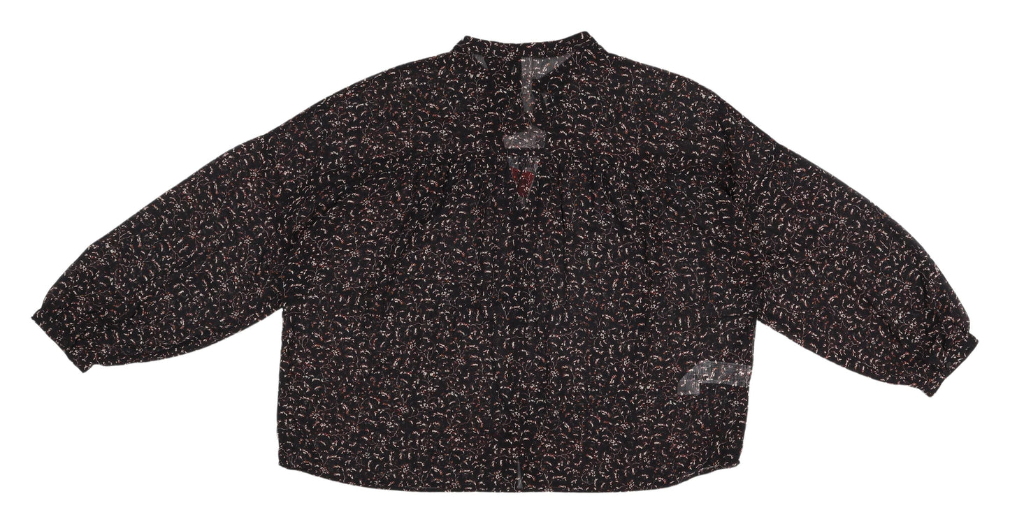 MNG Women's Black Button Long Sleeve Top Size 12