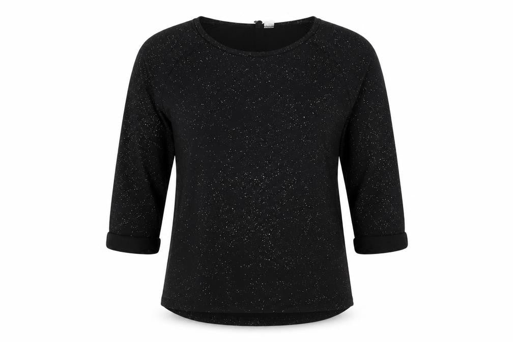 Divided Women's Black Glitter T-Shirt, Size S, 3/4 Sleeve
