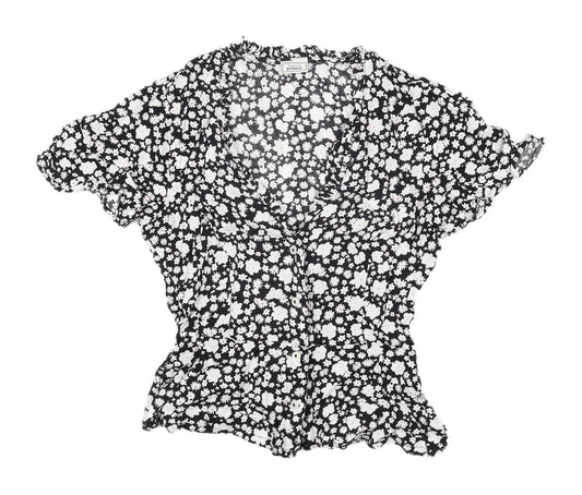 Pimkie Women's Black Floral Tunic Blouse Size 6
