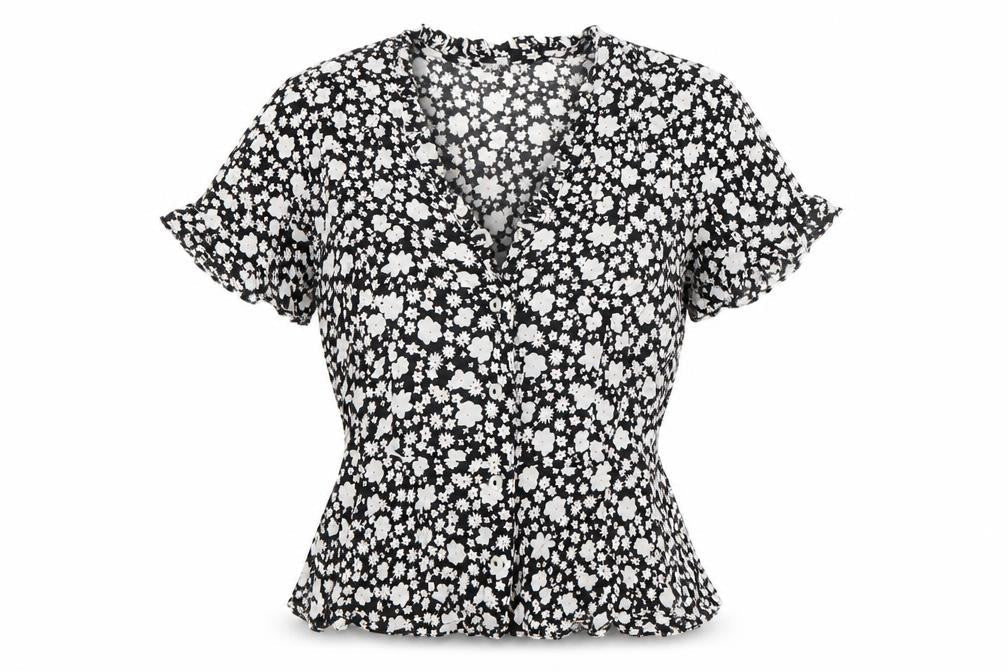Pimkie Women's Black Floral Tunic Blouse Size 6