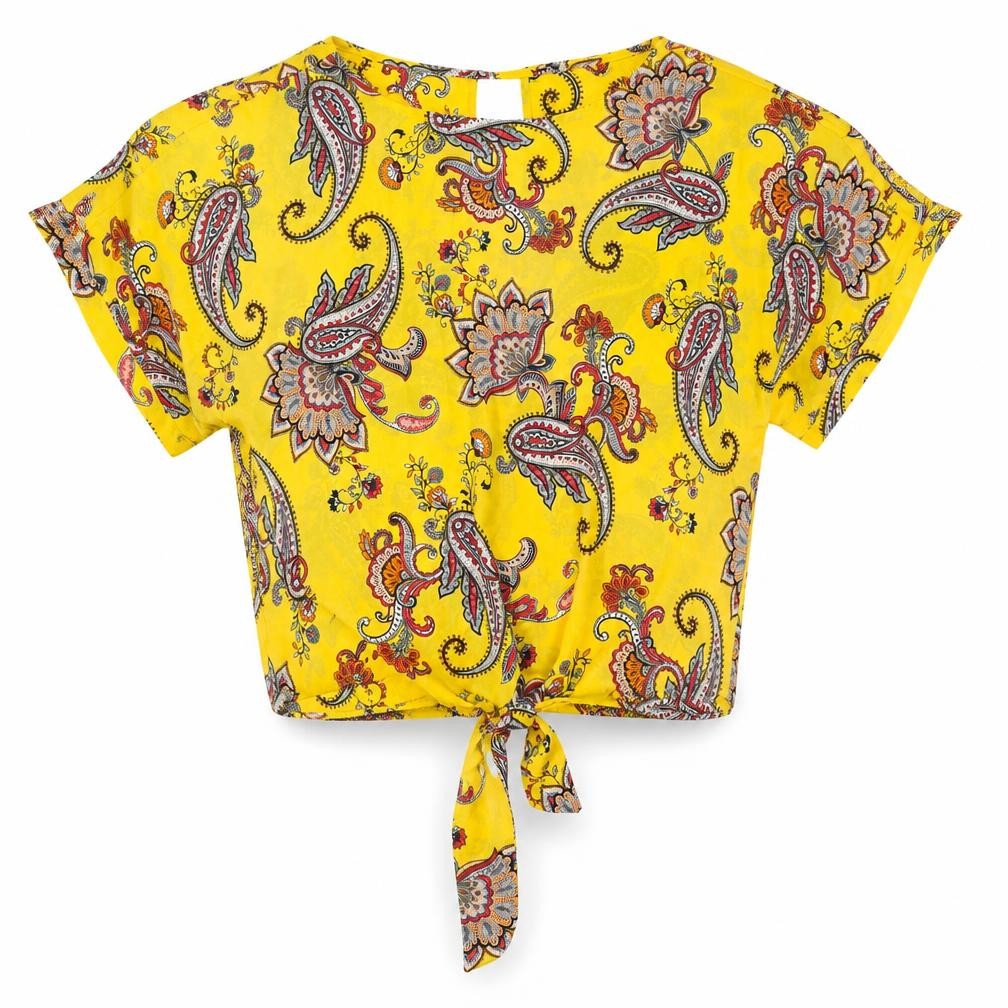 Dorothy Perkins Yellow Paisley Crop Blouse Size 12