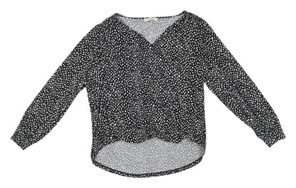 Oasis Women's Black Geometric Blouse, M