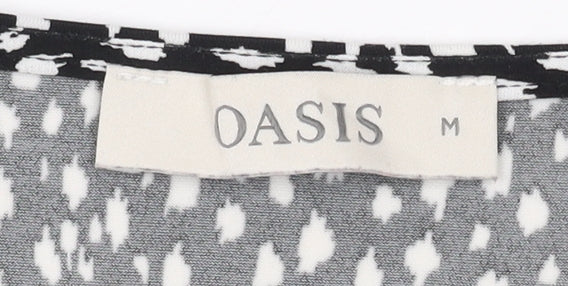 Oasis Women's Black Geometric Blouse, M