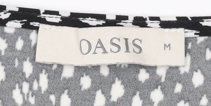 Oasis Women's Black Geometric Blouse, M