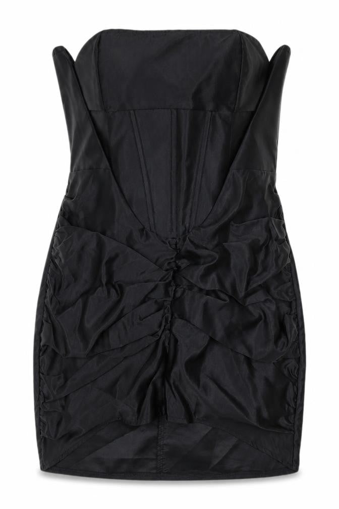PRETTYLITTLETHING Black Strapless Party Dress Size 12