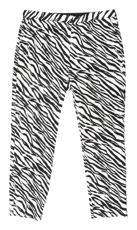 Zara Women's XL Black White Animal Print Trousers