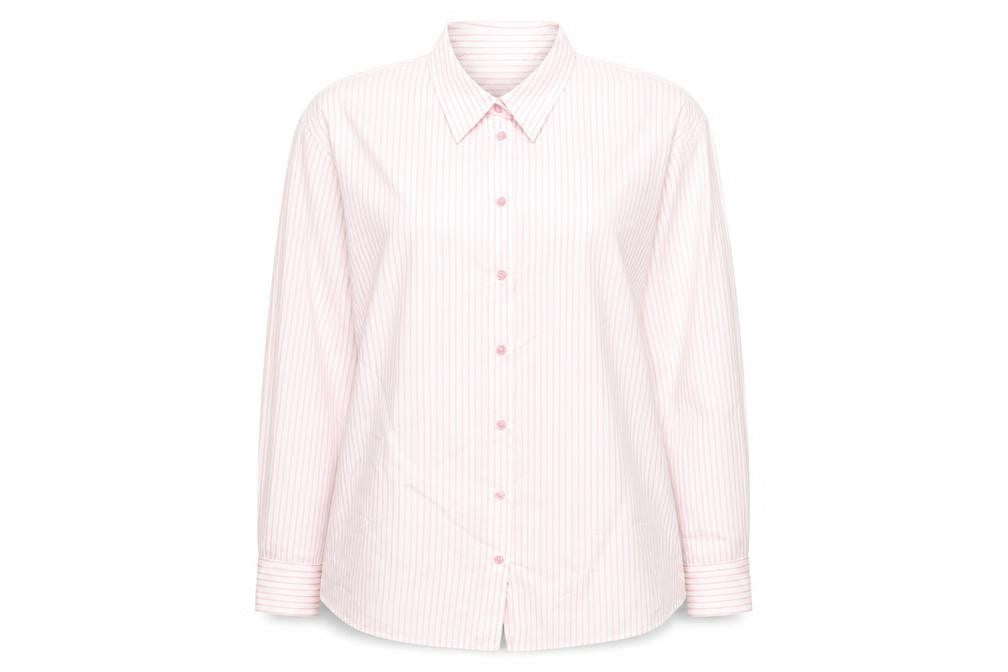 Benetton Women's Pink Striped Button-Up Shirt XL