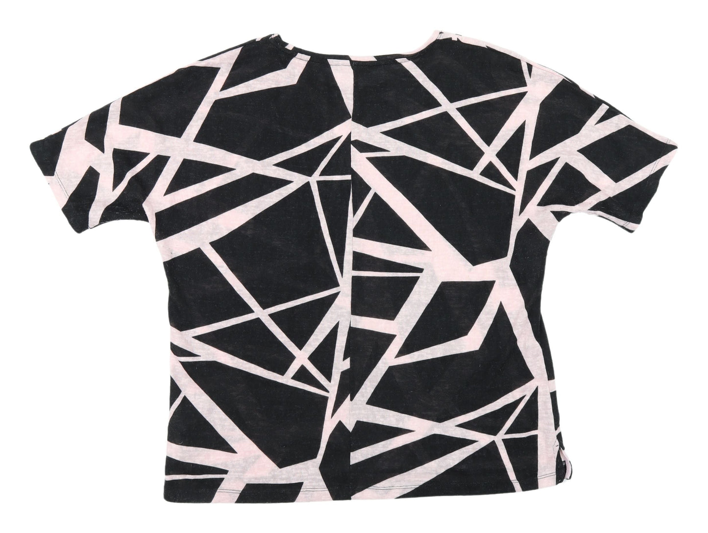 VIZ-A-VIZ Women's Black Geometric T-Shirt Size 18