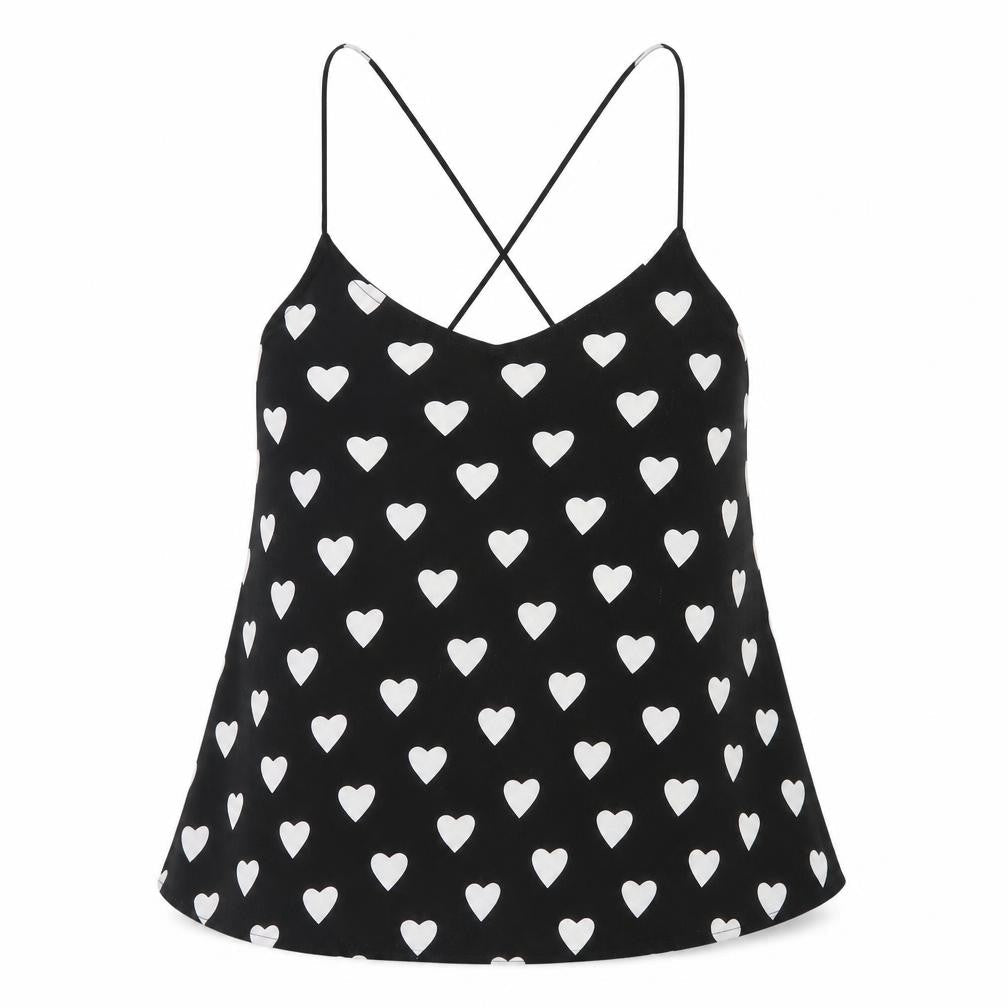 Glamorous Women's Black Heart Camisole Tank Top