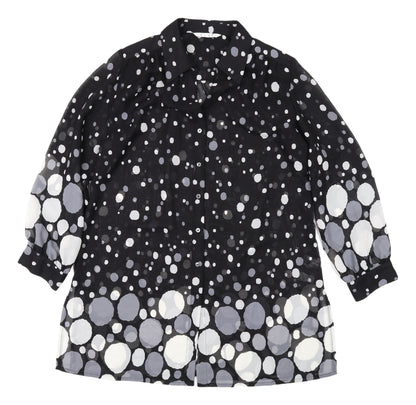 ELVI Women's Black Polka Dot Blouse, Size 16, Button Accents