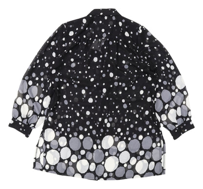 ELVI Women's Black Polka Dot Blouse, Size 16, Button Accents