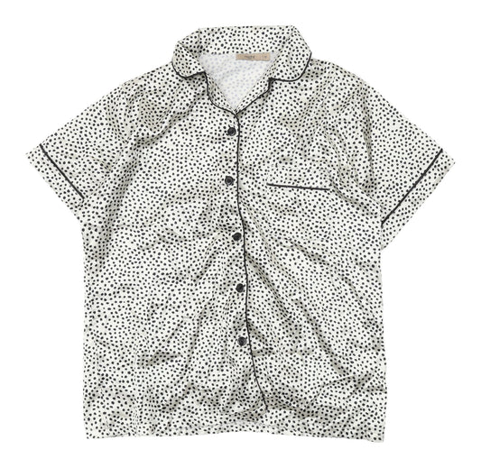 Night Women's White Polka Dot Pyjama Top Size 12