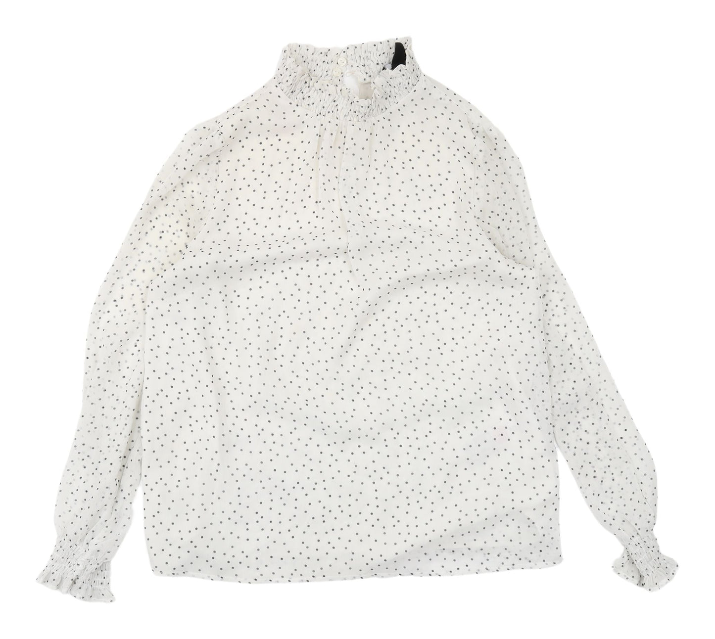 New Look Women’s White Polka Dot Blouse, Size 8