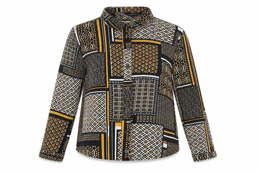 New Look Women's Geometric Button-Up Cold Shoulder
