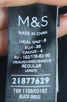 Marks and Spencer Black Puff Sleeve Shift Dress - Size 8