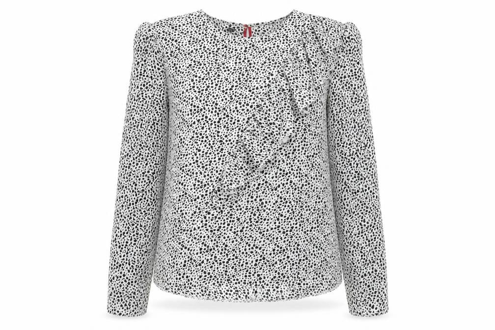 Topshop Women's Black Animal Print Blouse Size 10