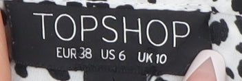 Topshop Women's Black Animal Print Blouse Size 10