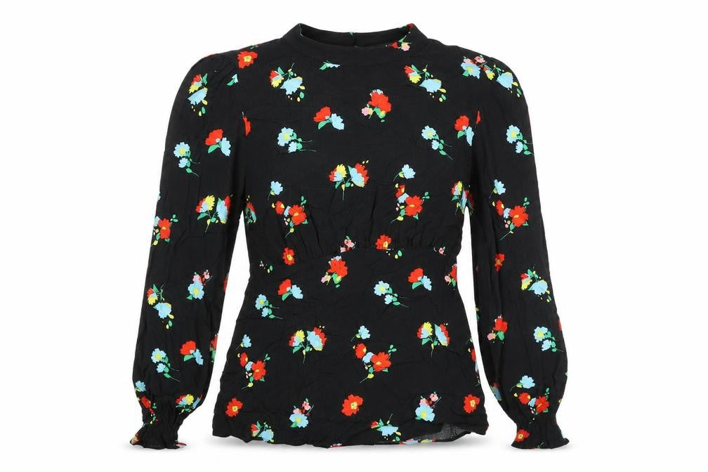 Marks & Spencer Women's Black Floral Blouse - Size 10