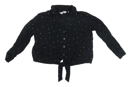 Dorothy Perkins Black Polka Dot Button-Up Top Size 8