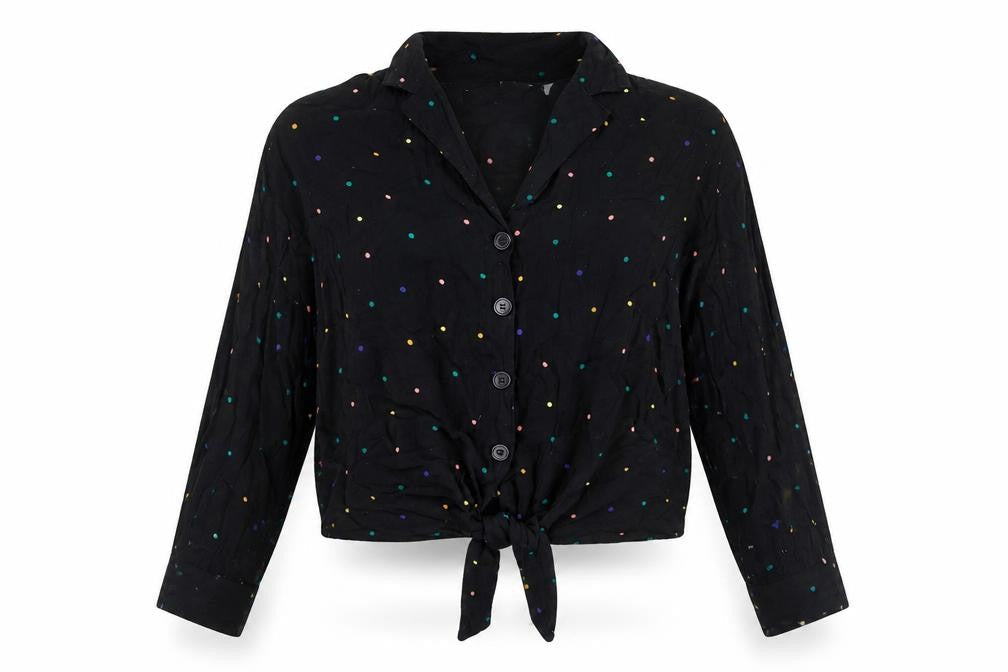 Dorothy Perkins Black Polka Dot Button-Up Top Size 8