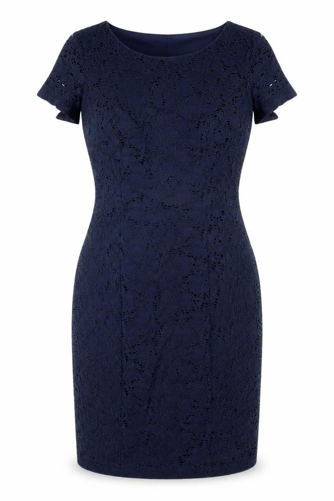 Precis Women's Blue Sheath Dress, Size 10, Lace, Business