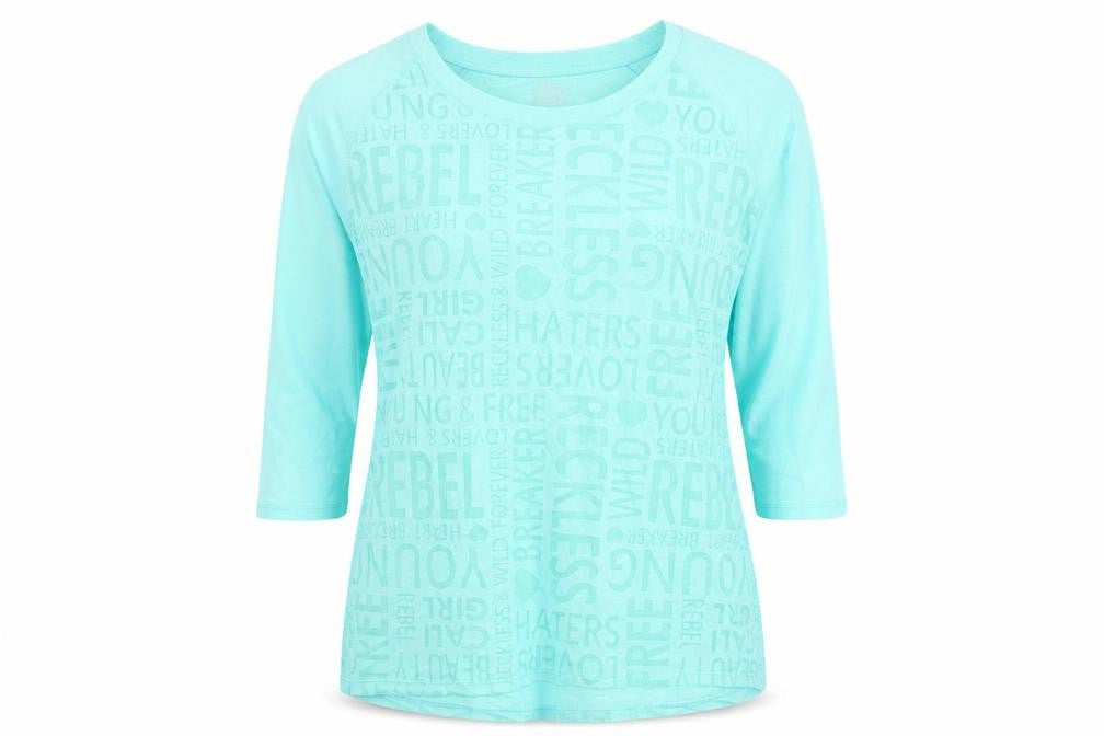 NRG Blue Women's XL Basic Rebel T-Shirt, 3/4 Sleeve